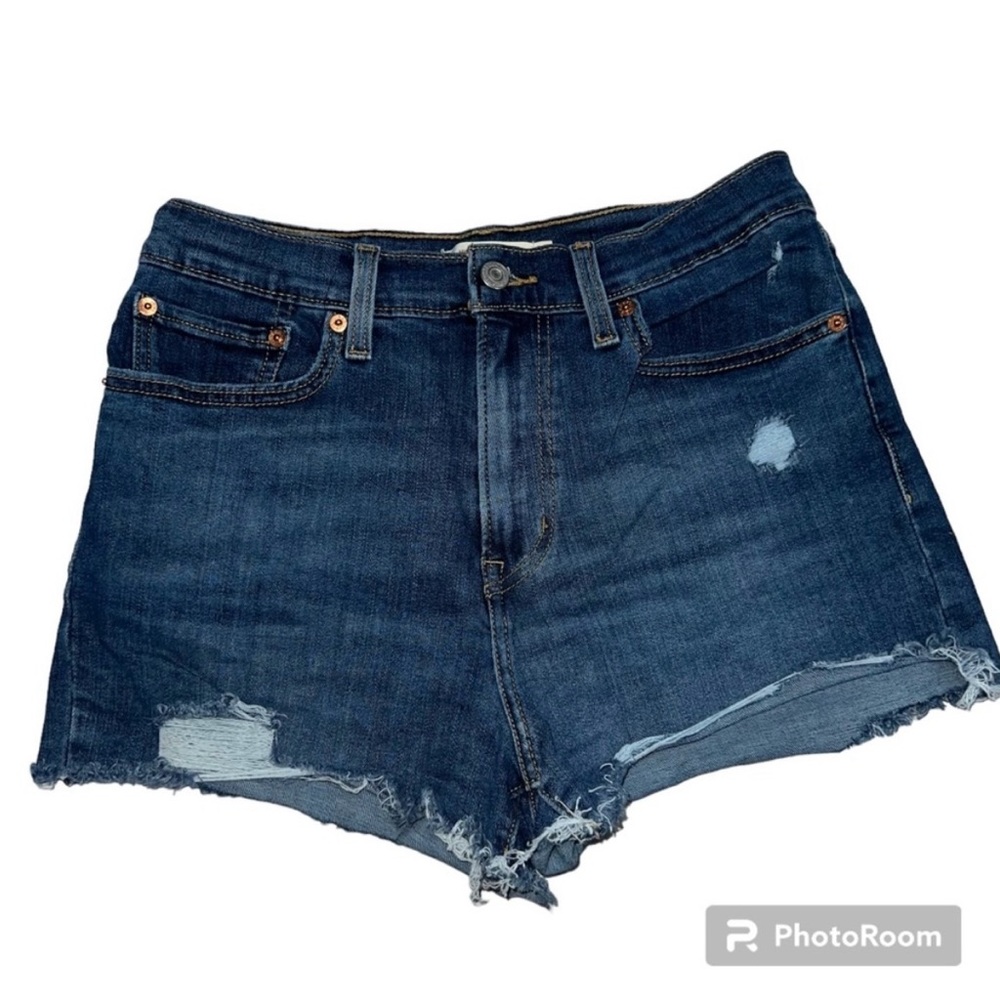 Levi High rise shorts medium wash distressed size 29
